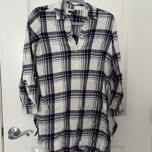 J. Crew Navy and White Plaid Button Down Shirt